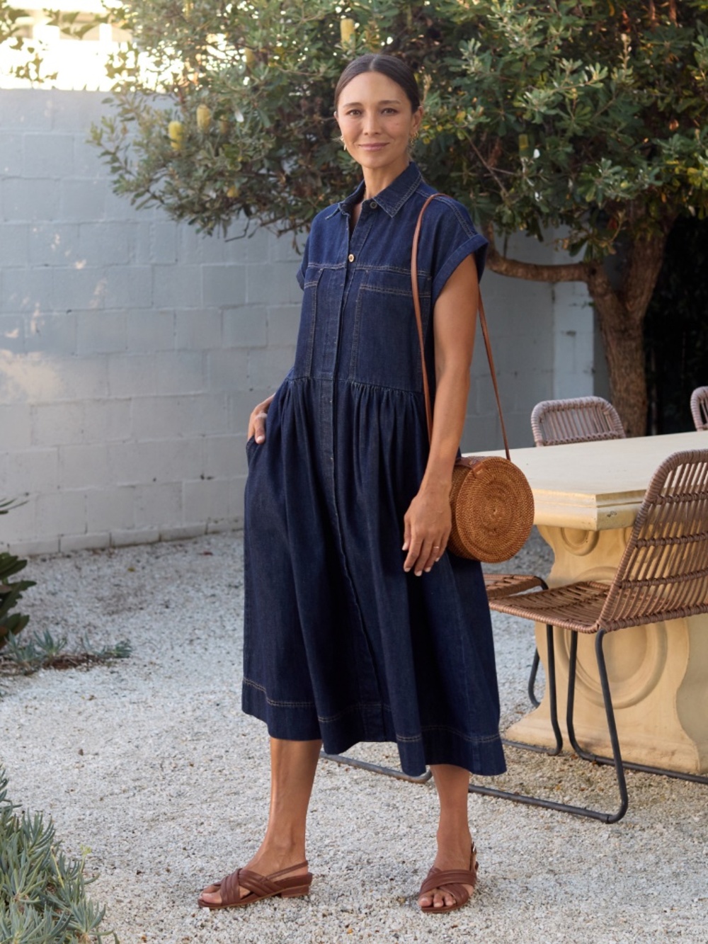 MAYE 100% Cotton Indigo Blue Harper Denim Dress